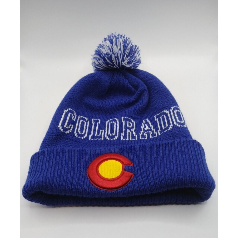 Colorado Ski Cap Pom Pom Beanie OSFM Acrylic Knit Winter Hat Gorpcore Outdoor